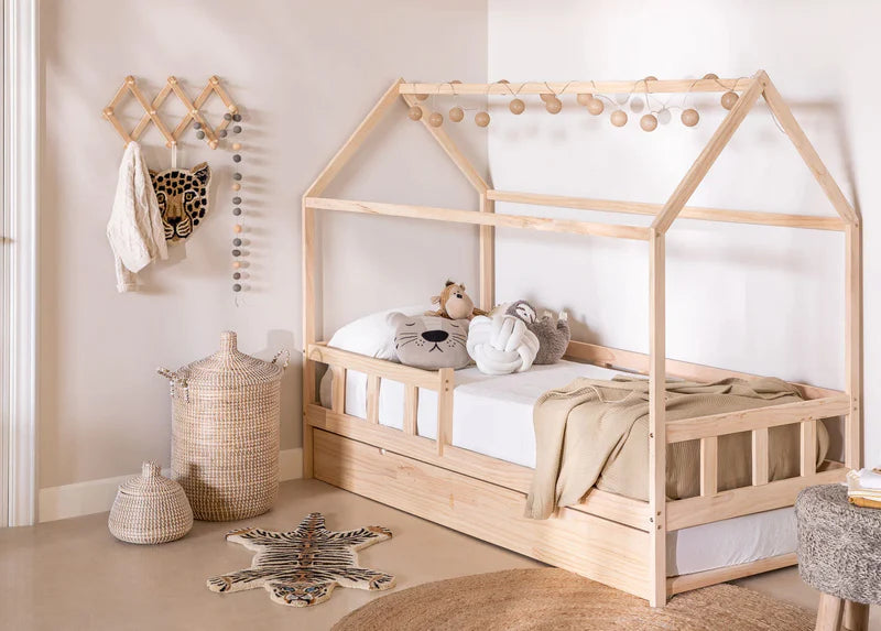 Nouveau lit tipi en bois, 70x140 cm, lit cabane pour enfant, avec
