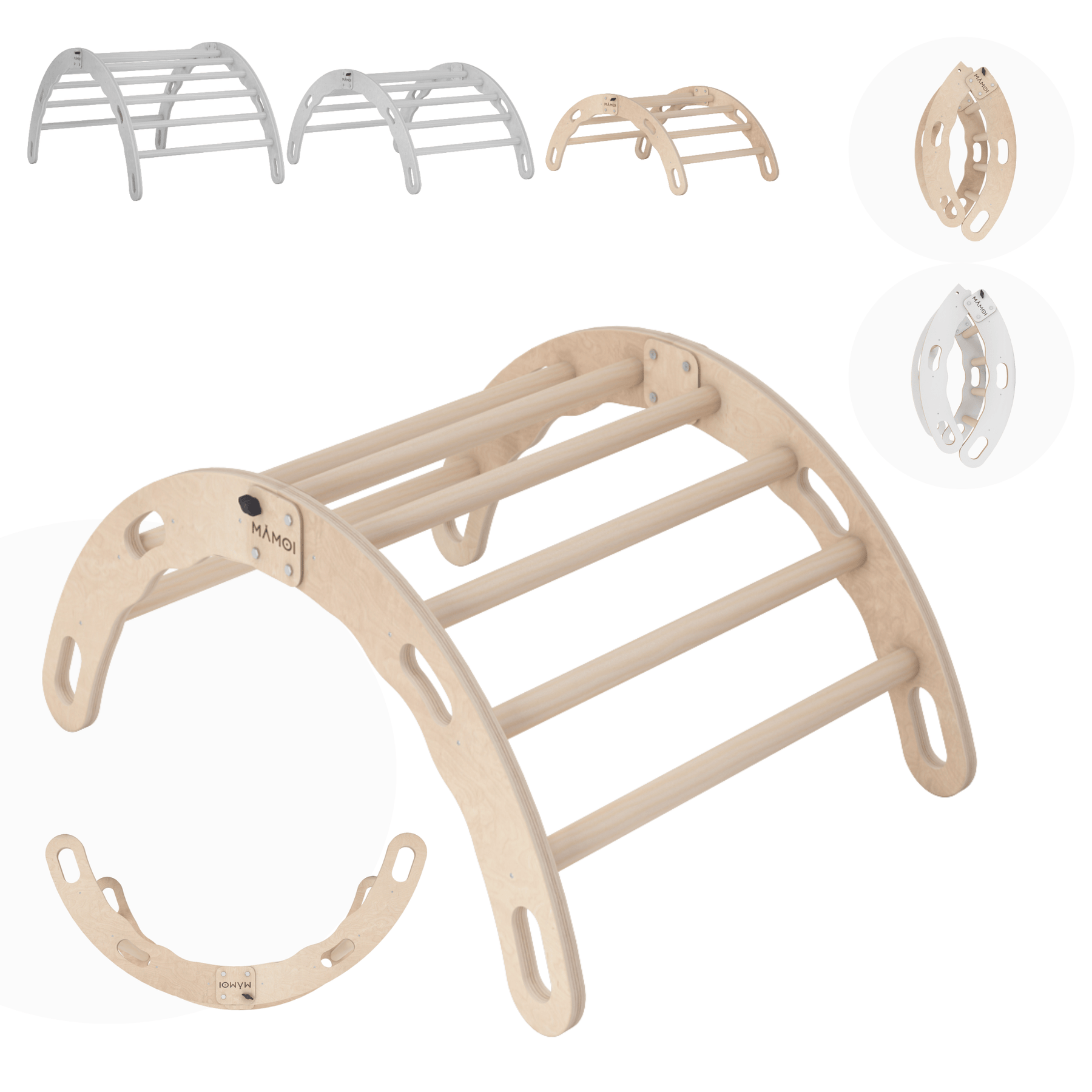 Bascule Montessori 2-en-1 MAMOI – Arche de Pikler & bascule en bois pliable