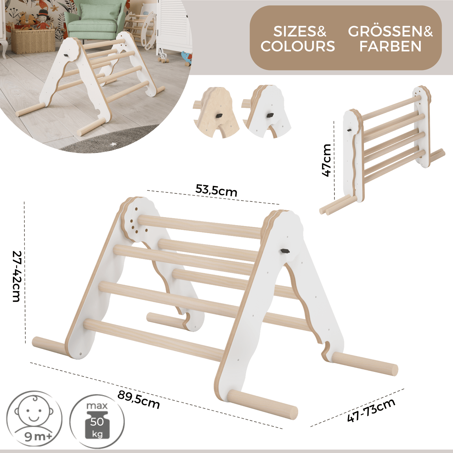 Triangle de Pikler bois - jouet de motricité intérieur enfant MAMOI