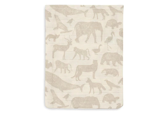 Gants de toilette (x3) gaze de Coton 15x20cm Animal Nougat - Jollein