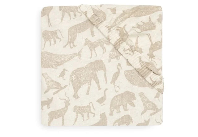 Drap-housse Jersey 60x120cm Animal Nougat - Jollein