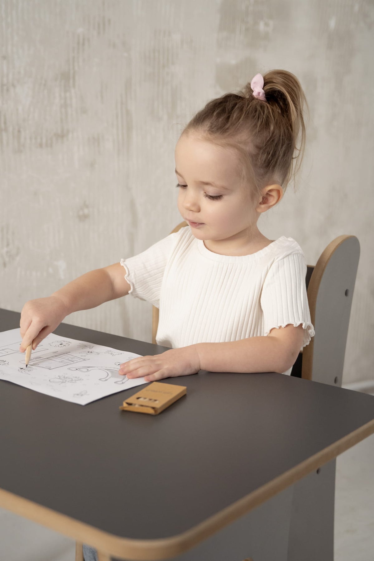 Complete Kids’ Table & Chair Set with Safety Bars & Stain-Resistant Laminate