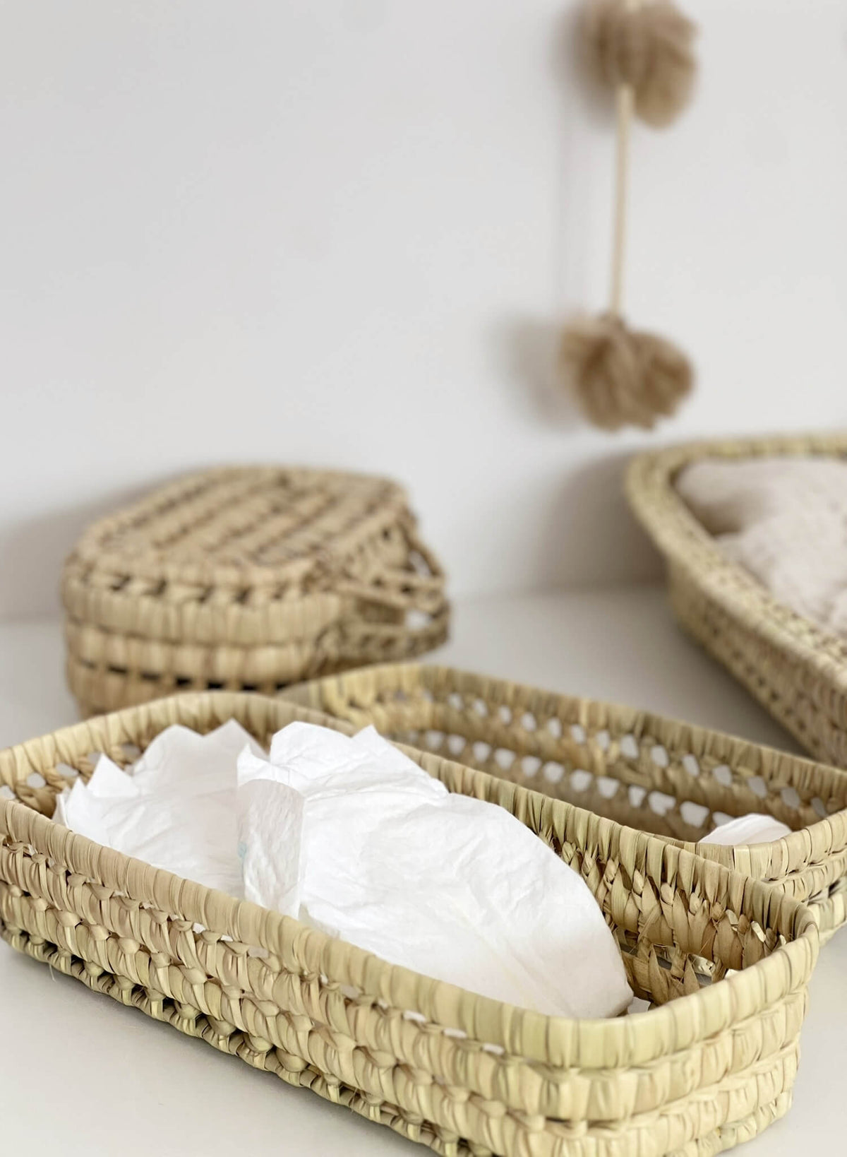 Panières de rangement en feuilles de palmier tressées Emma - Baskets par Babykare