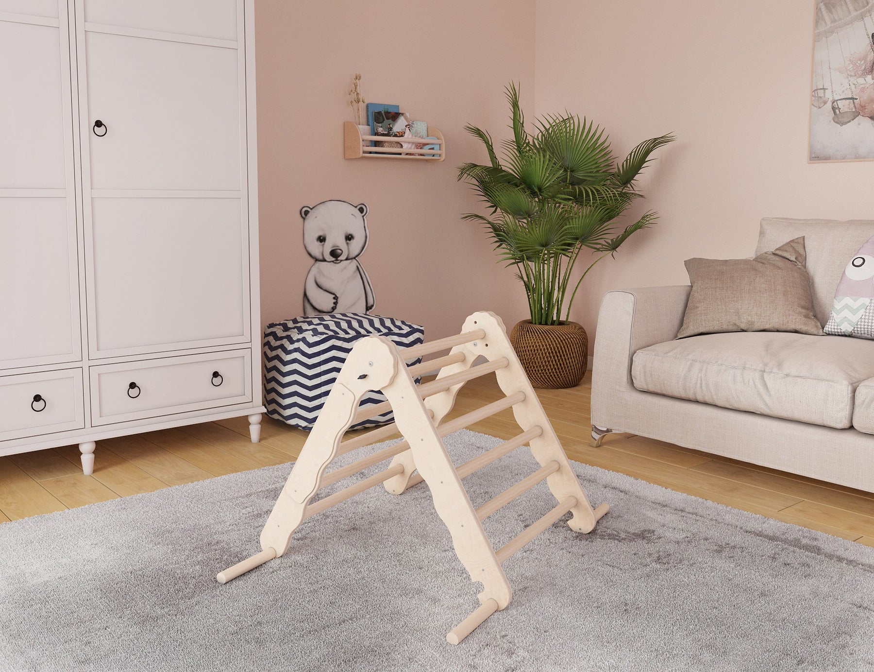 Triangle de Pikler bois - jouet de motricité intérieur enfant MAMOI