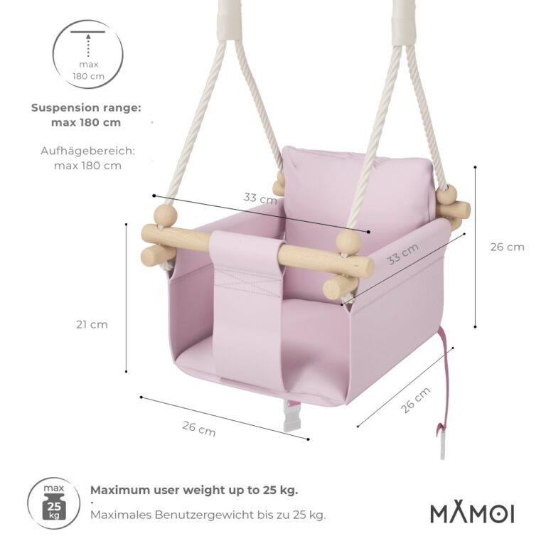 Chaise suspendue bébé MAMOI en bois - Montessori 3-en-1 avec harnais et crochet