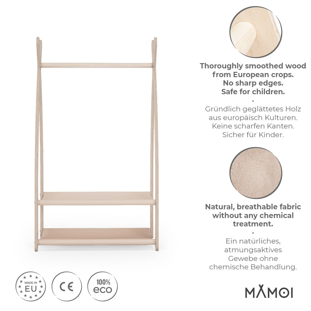 Portant chambre enfant MAMOI en bois naturel 53x95x32cm Double étagère