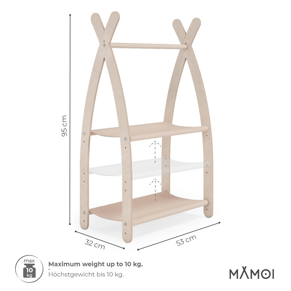 Portant chambre enfant MAMOI en bois naturel 53x95x32cm Double étagère