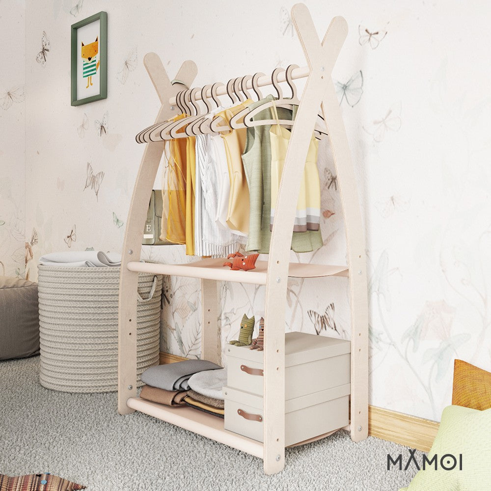 Portant chambre enfant MAMOI en bois naturel 53x95x32cm Double étagère