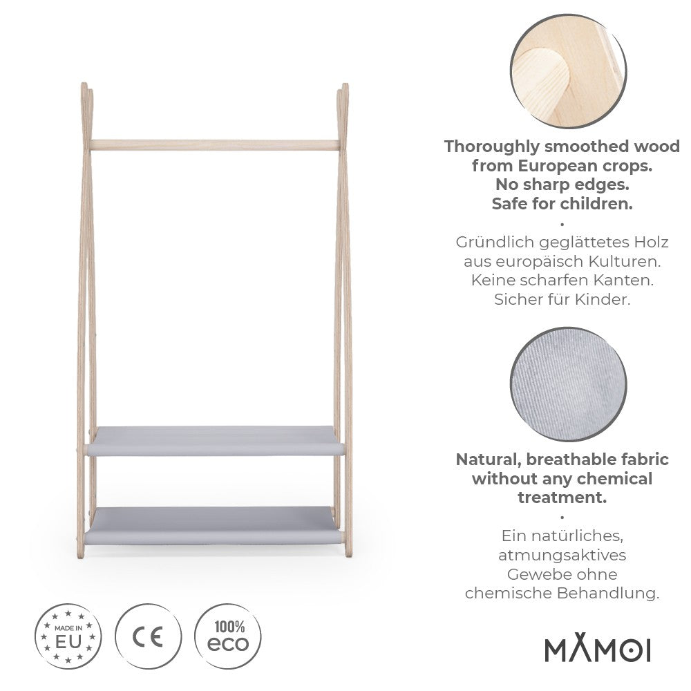 Portant chambre enfant MAMOI en bois naturel 53x95x32cm Double étagère