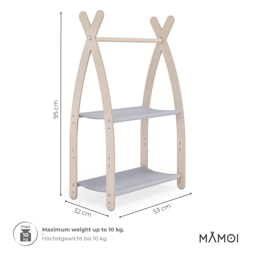 Portant chambre enfant MAMOI en bois naturel 53x95x32cm Double étagère