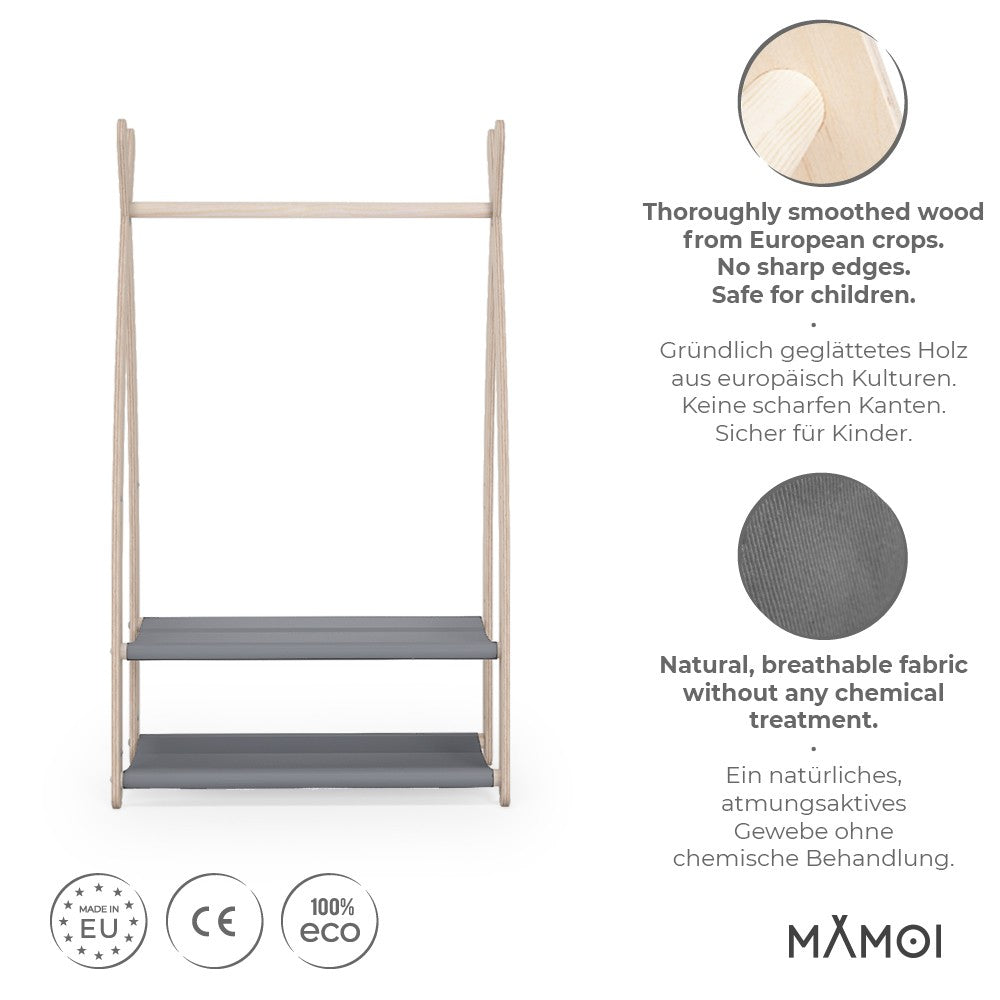 Portant chambre enfant MAMOI en bois naturel 53x95x32cm Double étagère