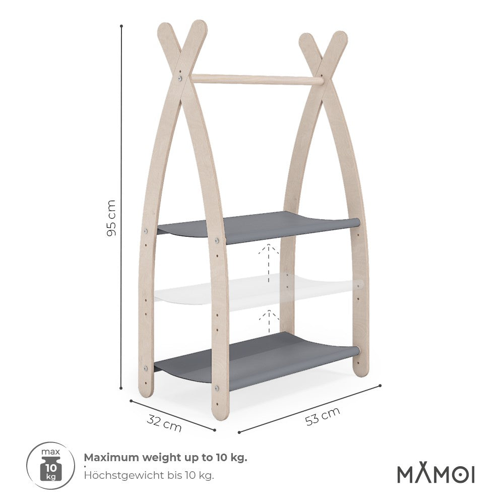 Portant chambre enfant MAMOI en bois naturel 53x95x32cm Double étagère