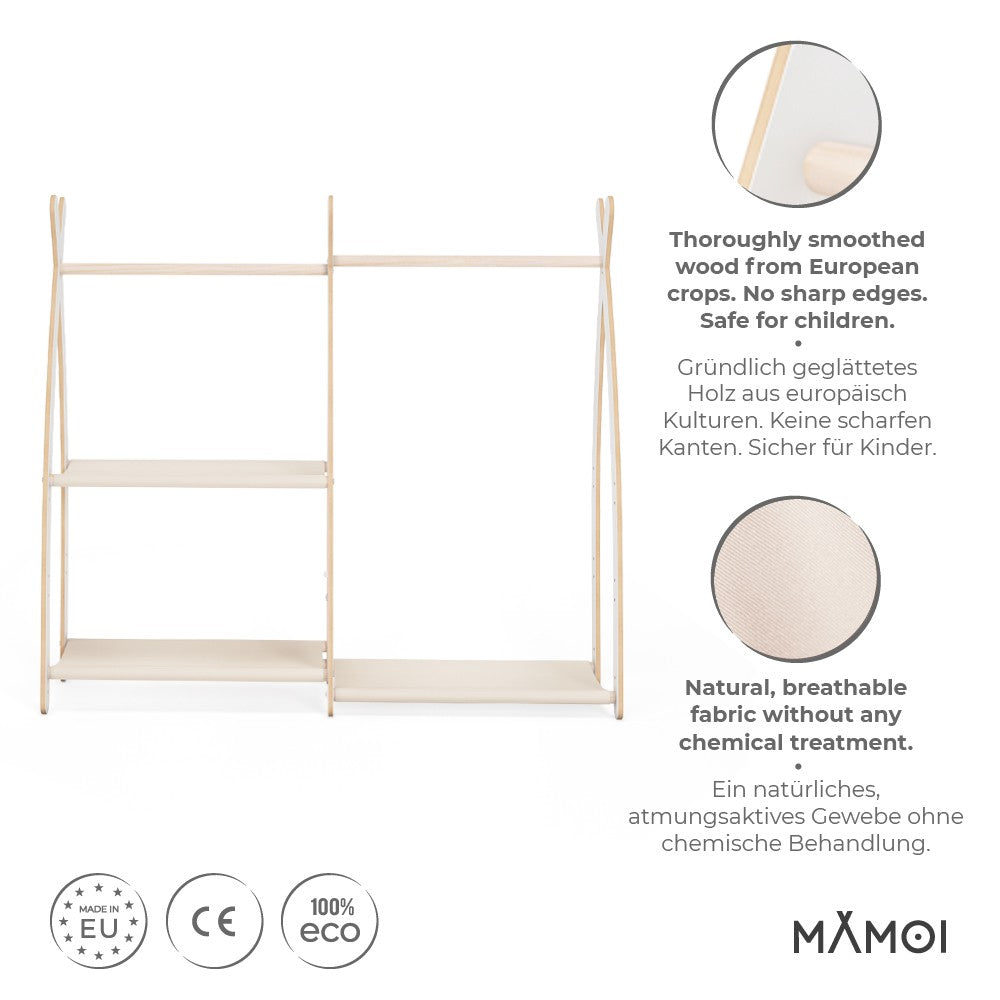 Portant à vêtements enfant MAMOI – bois blanc 106 × 32 × 95 cm