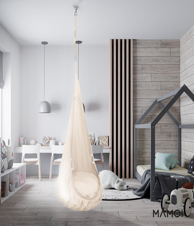 Chaise suspendue sensorielle MAMOI – Cocoon en coton éco & kit de suspension