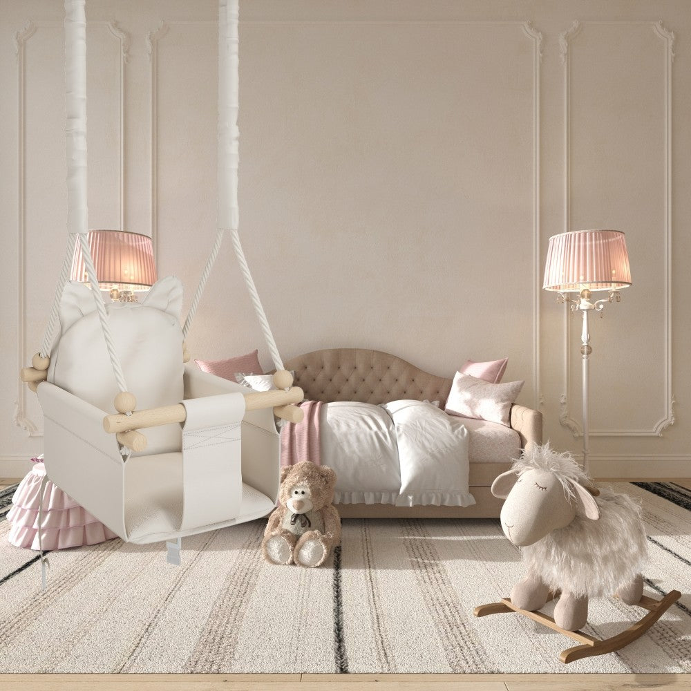 Chaise suspendue bébé MAMOI en bois - Petit Chat 3-en-1 avec harnais et crochet