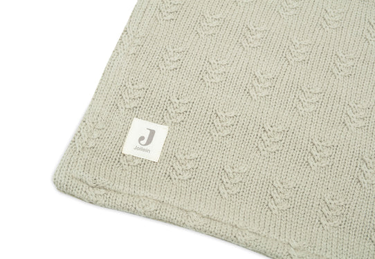 Couverture Berceau 75x100cm Grain Knit Olive Green/Velvet Jollein
