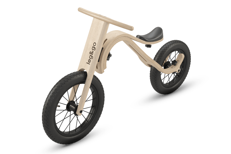 Leg&Go 3 in 1 progressive wooden balance bike from 1 to 5 years old