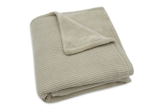 Couverture Berceau 75x100cm Basic Knit Olive Green/Fleece Jollein