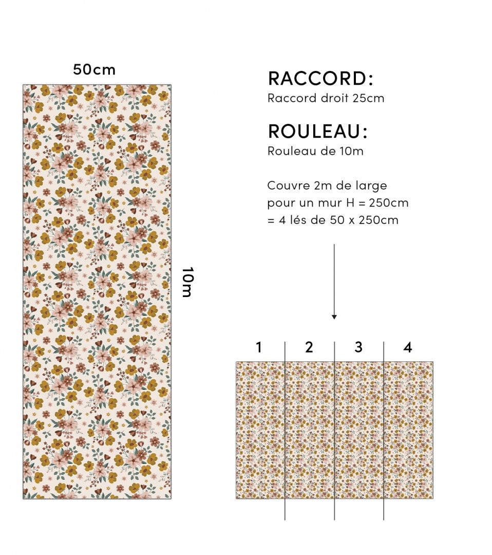 Papier peint Capucine motif bouquet Lilipinso - Wallpapers par Lilipinso