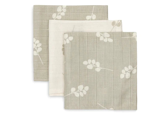 Serviette gaze de Coton 31x31cm (x3) Twig Olive Green - Jollein