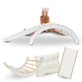 Ensemble 3-en-1 – Arche Montessori, Coussin & Toboggan en bois blanc Mamoi