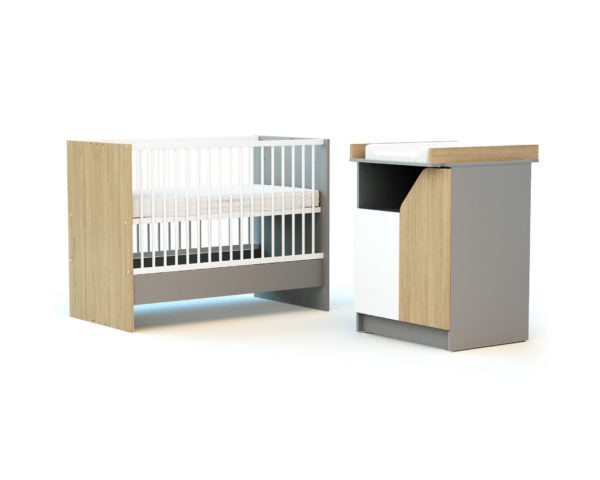 Chambre Évolutive avec lit 2 âges Gris-Blanc-Chêne Carnaval AT4 - Baby & Toddler Furniture par AT4