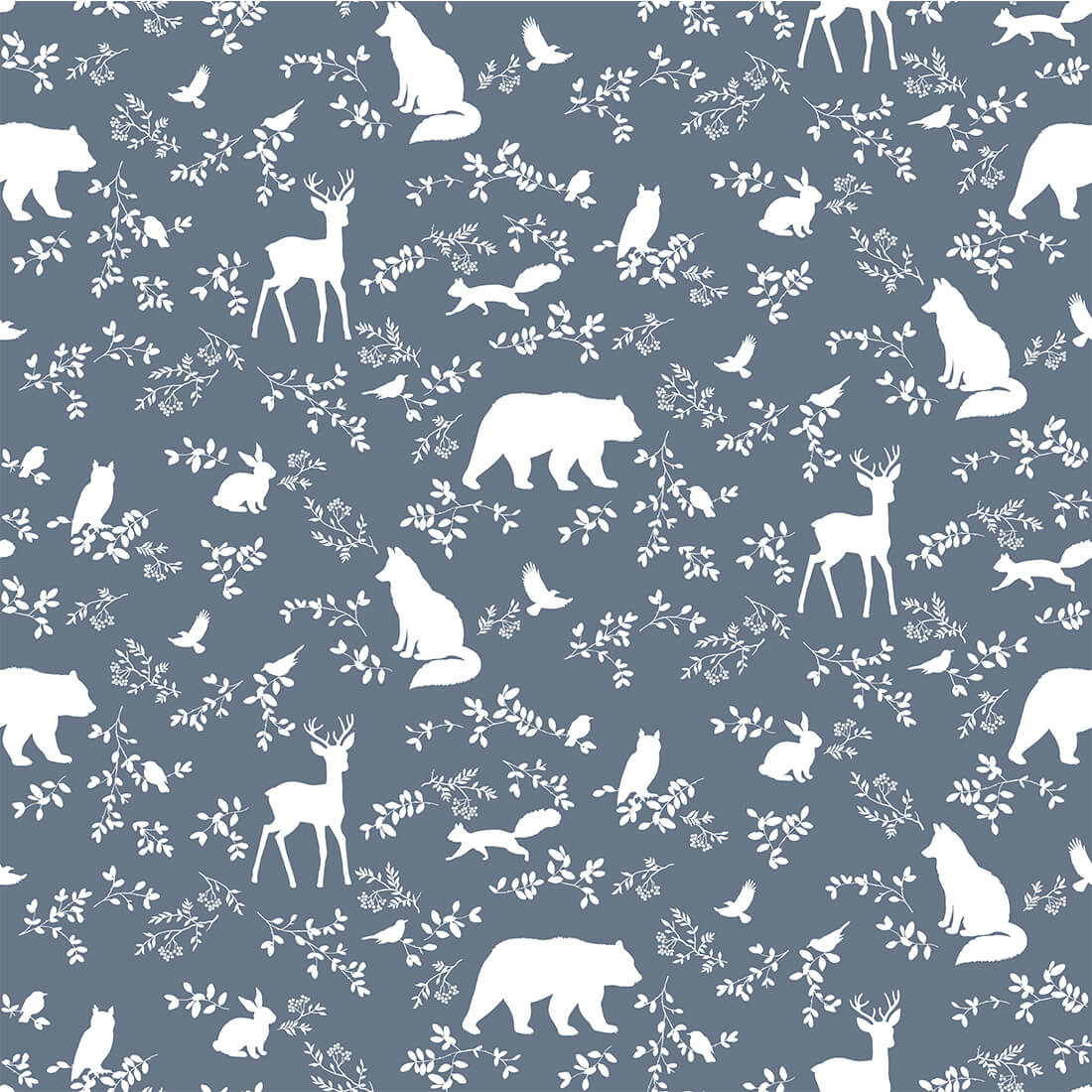 Papier peint animaux de la forêt bleu Pastelowe Love - Wallpapers par Pastelowe Love