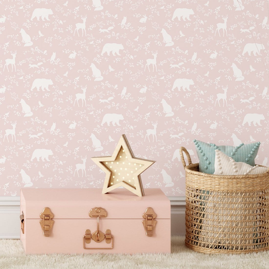 Papier peint animaux de la forêt rose Pastelowe Love - Wallpapers par Pastelowe Love