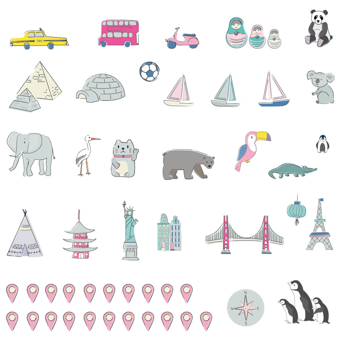 Sticker map monde rose Pastelowe Love - Wallpapers par Pastelowe Love