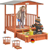 Bac à sable Merle 133x127 cm en bois avec toit UV50