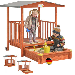 Bac à sable Merle 133x127 cm en bois avec toit UV50