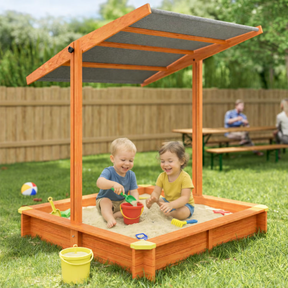 Bac à sable Sami 120x120 cm en bois avec toit UV50