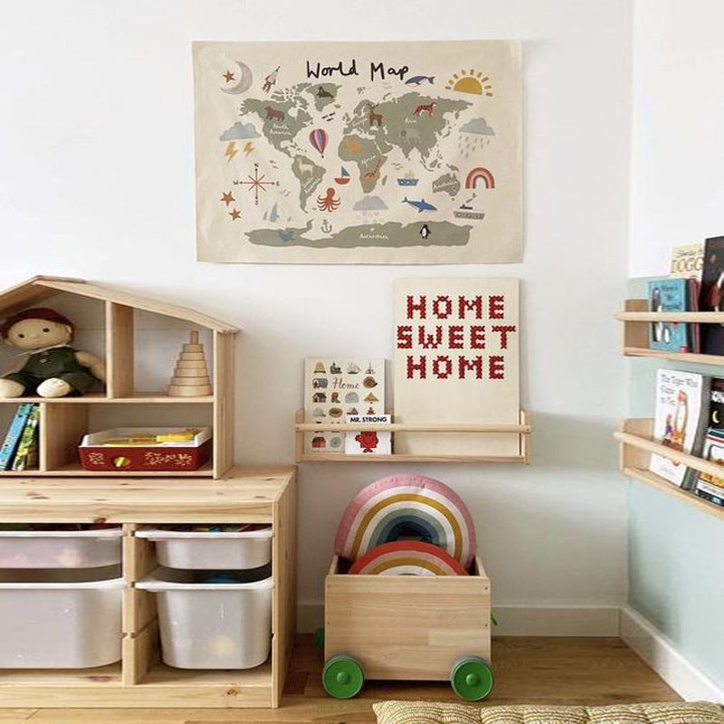Tapisserie murale en toile World Map