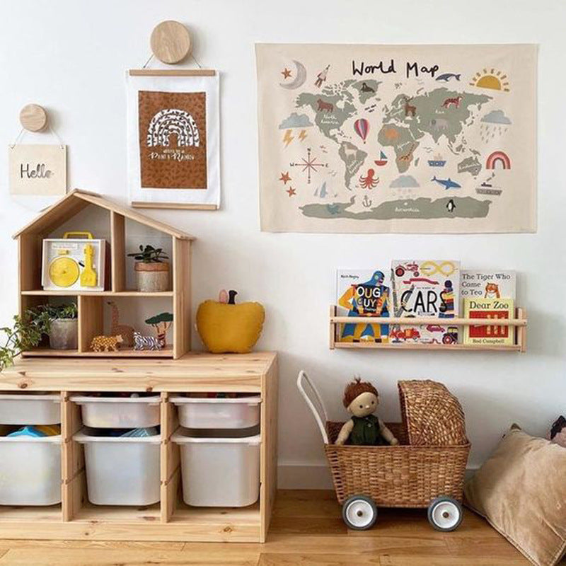 Tapisserie murale en toile World Map