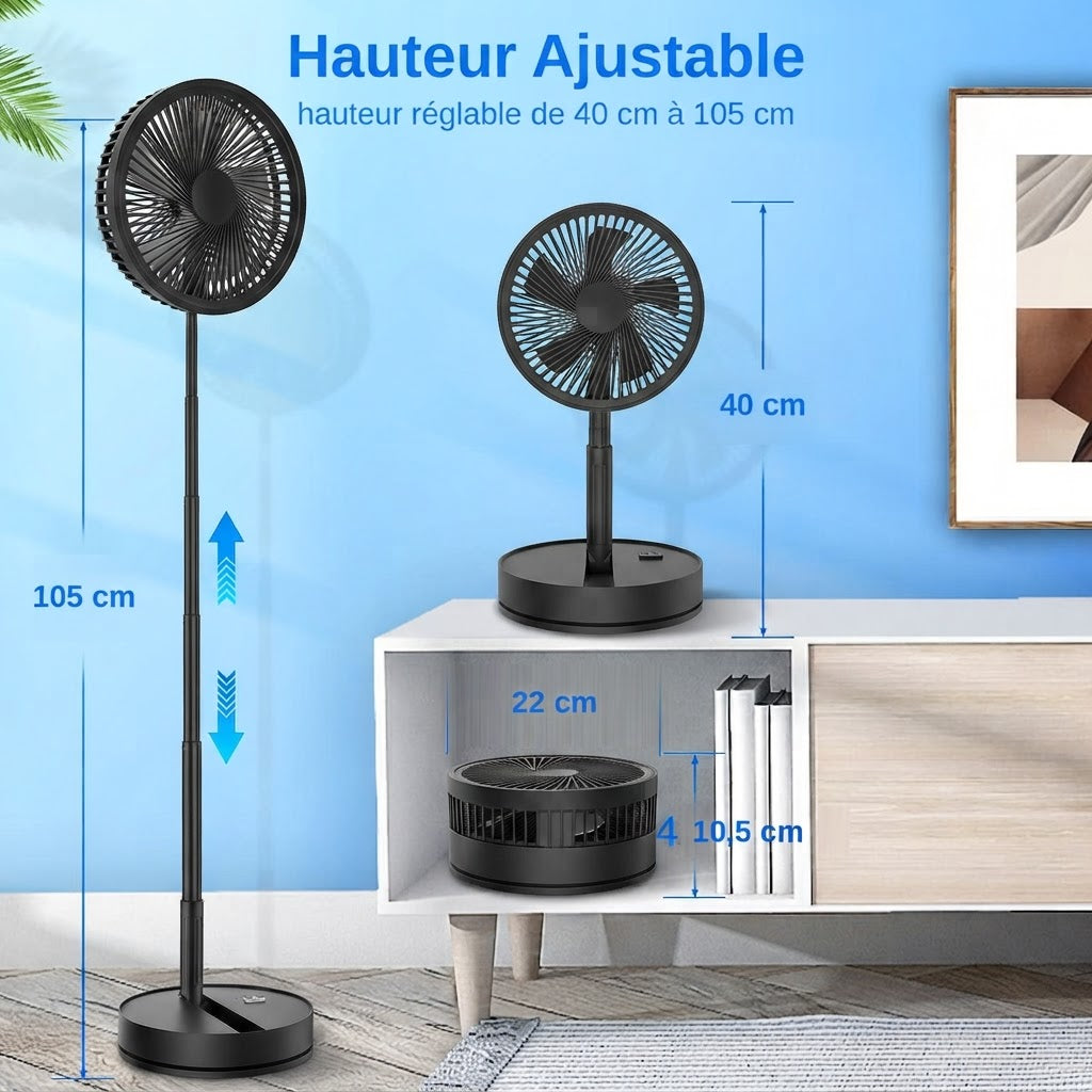 Ventilateur Pliable et Rechargeable Sans Fil