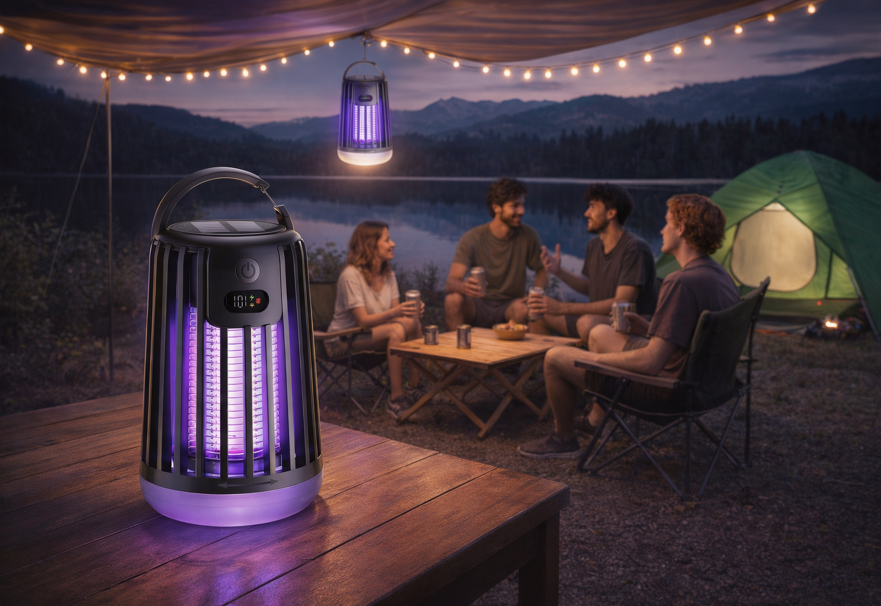 Lampe Anti-Moustiques Solaire – Piège UV & Camping