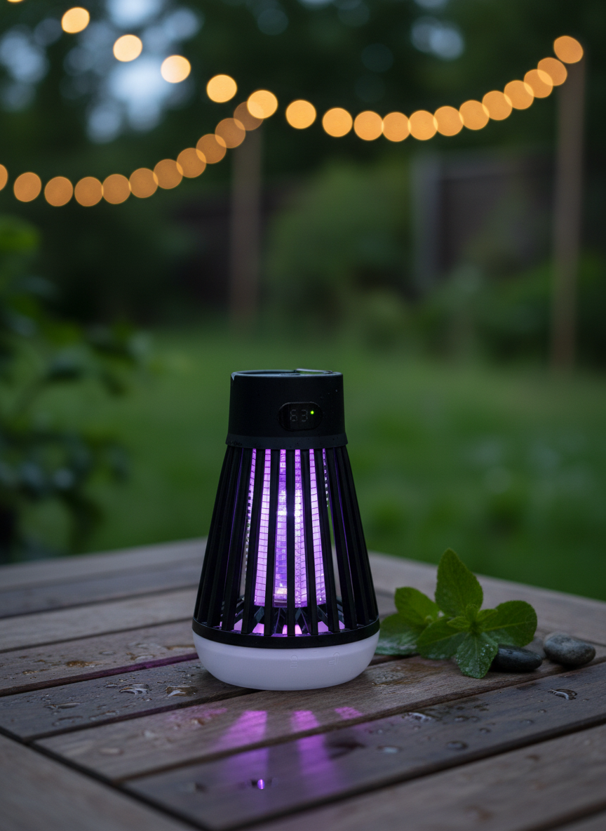 Lampe Anti-Moustiques Rechargeable 2-en-1 Piège UV & Lampe de Camping