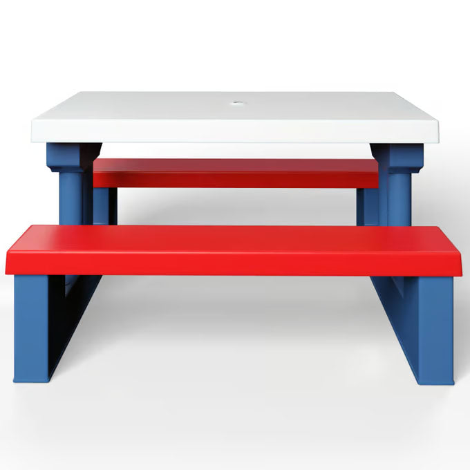 Salon de jardin pour enfants table et bancs avec parasol