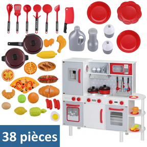 Cuisine pour enfants en bois 91 × 33 × 86/92 cm avec 38 accessoires