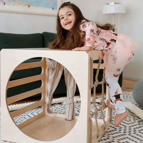Cube d’escalade & cabane de jeu modulable en bois CUBITRI