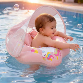 Bouée bébé Anti‑UV avec pare‑soleil amovible – modèle Licorne