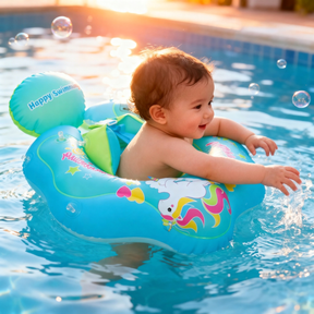 Bouée bébé Anti‑UV avec pare‑soleil amovible – modèle Licorne