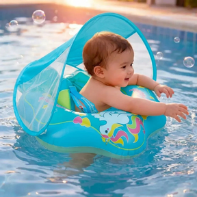 Bouée bébé Anti‑UV avec pare‑soleil amovible – modèle Licorne