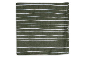 Serviette gaze de Coton (x2) Stripe & Leaf Green GOTS - Jollein