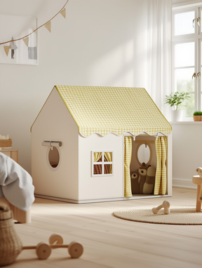 Tente maison enfant avec guirlande