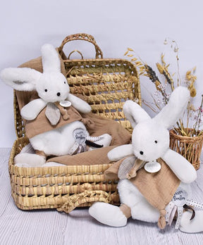 Coffret Doudou plat Lapin Happy beige 25 cm Doudou et Compagnie - Stuffed Animals par Doudou et compagnie