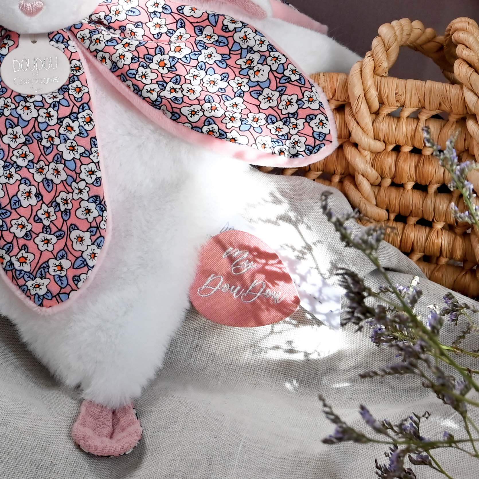 Coffret Doudou lapin pétales Collector rose - Doudou et compagnie