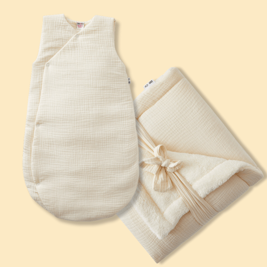 Pack Kimono Sleep Sack 0/6 months and Double Gauze & Microfiber Plush Blanket BB&Co