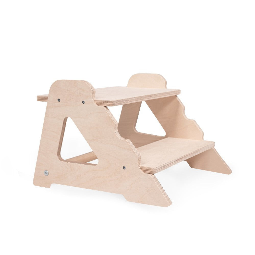 Tabouret escabeau MAMOI®2 marches – Bois naturel, universel et sécurisé