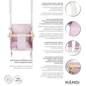 Chaise suspendue bébé MAMOI en bois - Montessori 3-en-1 avec harnais et crochet